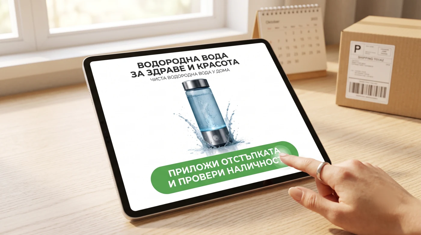 Таблет с бутон „Приложи отстъпката и провери наличност“
